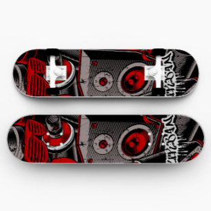 Red Graffiti Style Skateboard   Rotes Skateboard