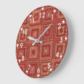 Red Granny Square Pattern Große Wanduhr (Winkel)