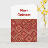 Red Granny Squares Muster Weihnachtskarte Karte (Gelbe Blume)