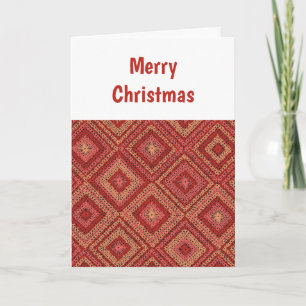 Red Granny Squares Muster Weihnachtskarte Karte