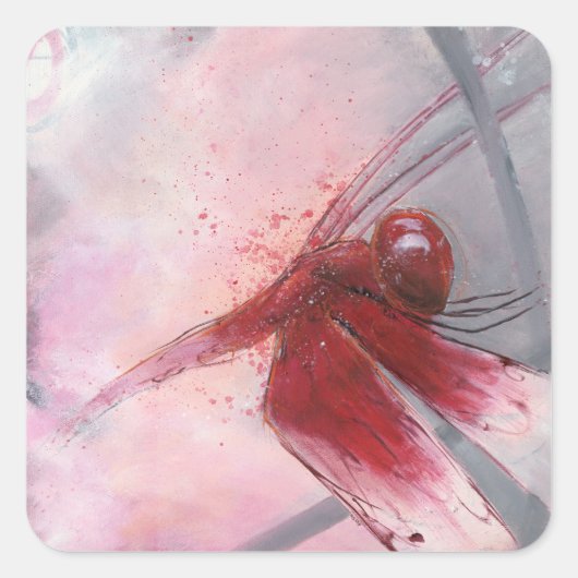 Red Grasshawk Quadratischer Aufkleber (Vorderseite)