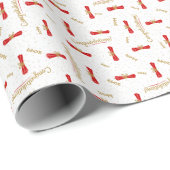 Red Gratulationen Diplomarbeit Jahr Abschluss Geschenkpapier (Rolleneckpunkt)