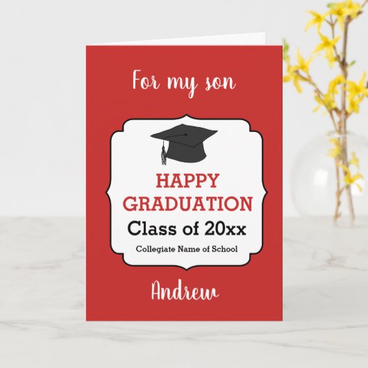 Red Gratulationen Son Abschluss Karte (Gelbe Blume)