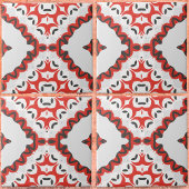 Red Grau Black & White Modern Ethnic Geometric Fliese