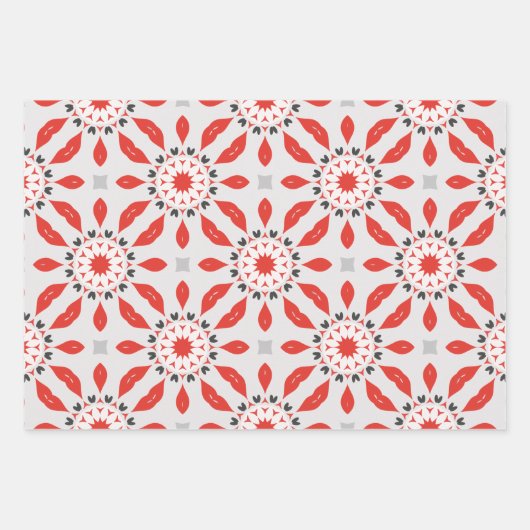 Red Grau Black & White Modern Ethnic Geometric Geschenkpapier Set (Vorderseite)
