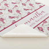 Red Grau Christmas Kardinal Bird Personalisierter  Sherpadecke (3/4)