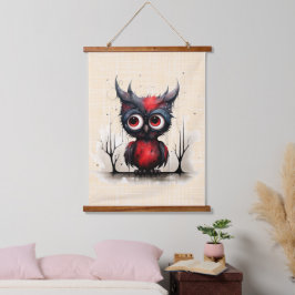 Red Grau und Black Abstrakt Devil Bird Wandteppich Mit Holzrahmen