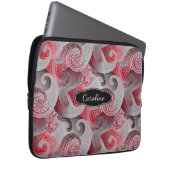 Red Grau und Black Paisley Pattern mit Monogramm Laptopschutzhülle (Vorne Rechts)