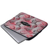 Red Grau und Black Paisley Pattern mit Monogramm Laptopschutzhülle (Vorne Knopf)