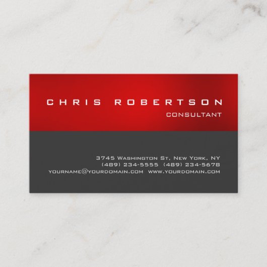 Red Grau White Attraktive Charming Business Card Visitenkarte (Vorderseite)