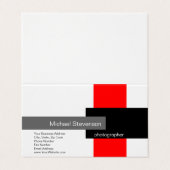 Red Grau White Black Minimalistisch Modern Schlich Visitenkarten (Außenseite Aufgefaltet)
