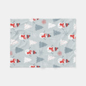 Red Grau & White Christmas Snowman Pattern Fleecedecke (Vorderseite (Horizontal))
