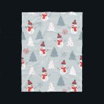 Red Grau & White Christmas Snowman Pattern Fleecedecke<br><div class="desc">Weiß graue und rote Weihnachtsschneebäume,  coole Weihnachtswintermuster.</div>