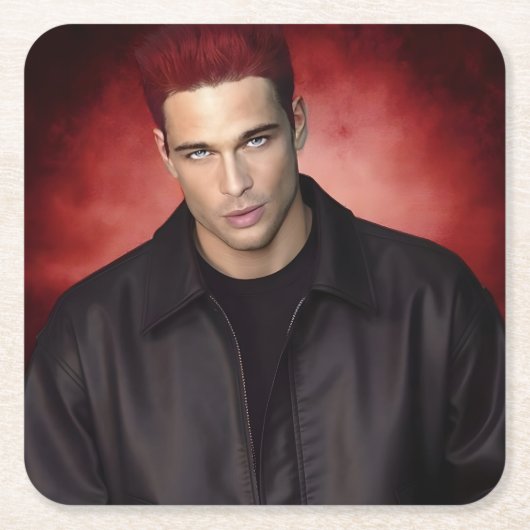 Red Gravity paper coaster Rechteckiger Pappuntersetzer (Vorderseite)