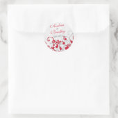 Red Gray Abstrakt Floral Wedding Umschlag Aufklebe Runder Aufkleber (Tasche)