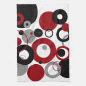 Red, Gray and Black Dots Geschirrtuch (Vertikal)
