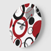 Red, Gray and Black Dots Große Wanduhr (Winkel)