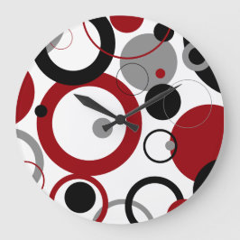Red, Gray and Black Dots Große Wanduhr