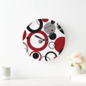 Red, Gray and Black Dots Große Wanduhr (Zuhause)