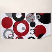 Red, Gray and Black Dots Strandtuch (Vorderseite)