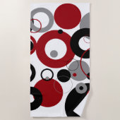 Red, Gray and Black Dots Strandtuch (Vorderseite)