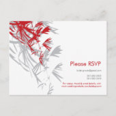 Red & Gray Bamboo Blätter Moderne Zen-Hochzeit in Einladungspostkarte (Rückseite)