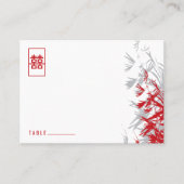 Red & Gray Bamboo Blätter Moderne Zen-Hochzeit in Platzkarte (Vorderseite)