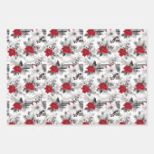 Red Gray Black Christmas Tree Muster Geschenkpapier Set (Vorderseite 3)