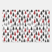 Red Gray Black Christmas Tree Muster Geschenkpapier Set (Vorderseite 2)