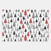 Red Gray Black Christmas Tree Muster Geschenkpapier Set (Vorderseite)