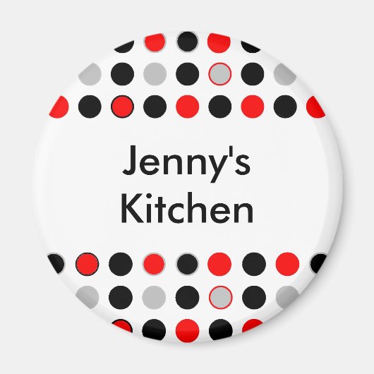 Red Gray Black Dots Kitchen Magnet (Vorne)