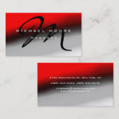Red Gray Black Monogram Manager Business Card Visitenkarte (Vorne/Hinten)