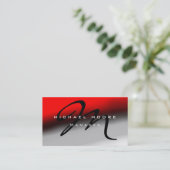 Red Gray Black Monogram Manager Business Card Visitenkarte (Stehend Vorderseite)