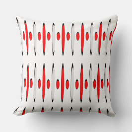 Red Gray Black Retrofuturism Designer Modernist Kissen