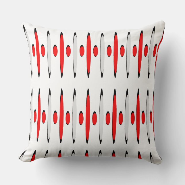 Red Gray Black Retrofuturism Designer Modernist Kissen (Vorderseite)