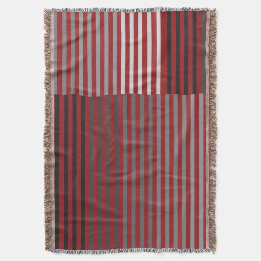 Red, Gray, Black, White Stripes Decke (Vorderseite Vertikal)