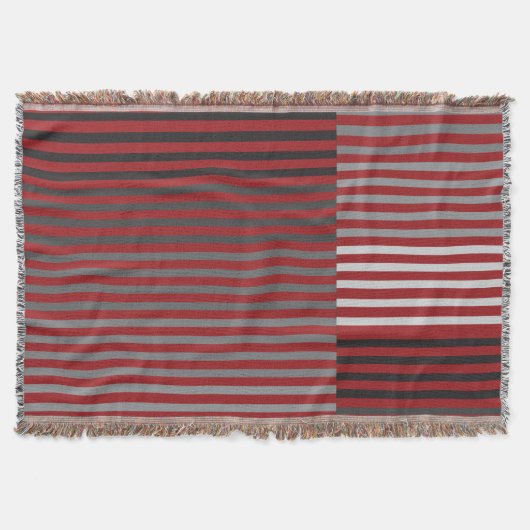 Red, Gray, Black, White Stripes Decke (Vorderseite)