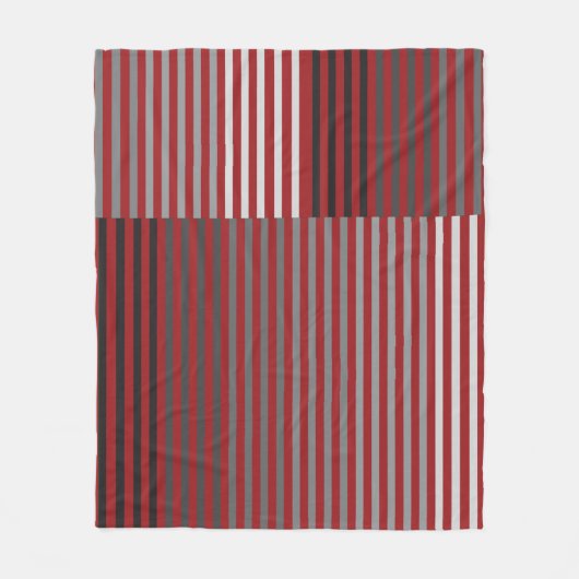 Red, Gray, Black, White Stripes Fleecedecke (Vorderseite)