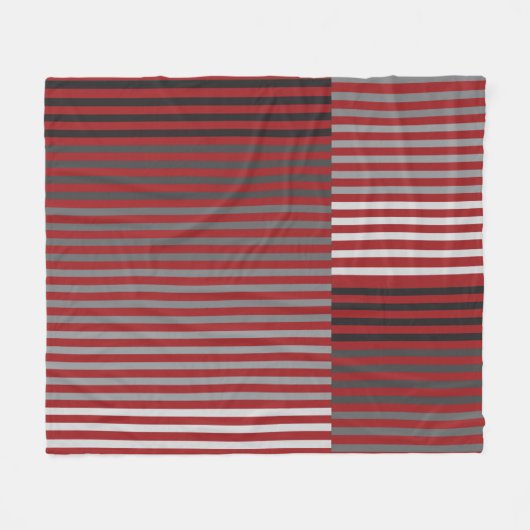 Red, Gray, Black, White Stripes Fleecedecke (Vorderseite (Horizontal))