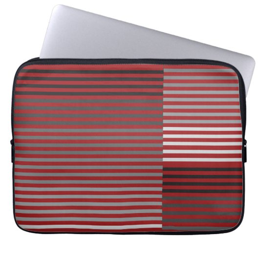 Red, Gray, Black, White Stripes Laptopschutzhülle (Vorderseite)