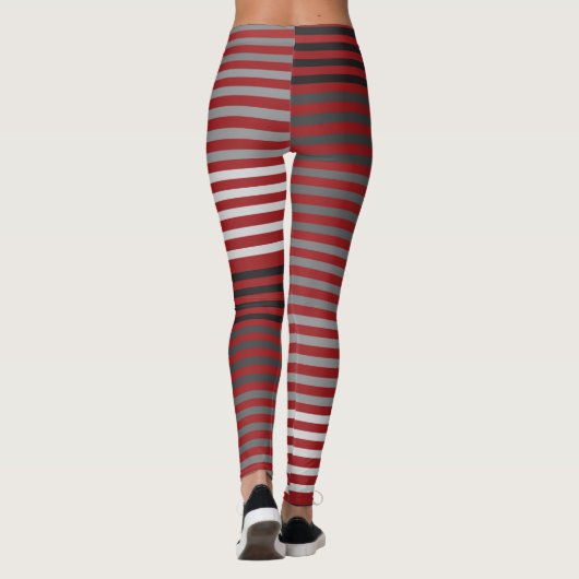 Red, Gray, Black, White Stripes Leggings (Rückseite)