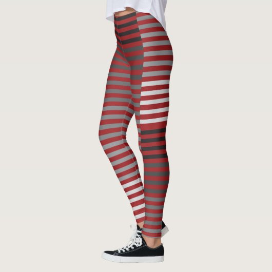 Red, Gray, Black, White Stripes Leggings (Links)