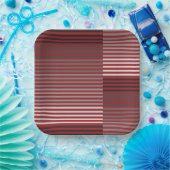 Red, Gray, Black, White Stripes Pappteller (Party)
