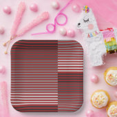 Red, Gray, Black, White Stripes Pappteller (Party)