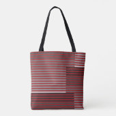 Red, Gray, Black, White Stripes Tasche (Rückseite)