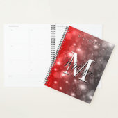 Red & Gray Bokeh Modern Monogram Sparkle Planner Planer (Anzeige)