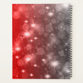 Red & Gray Bokeh Modern Monogram Sparkle Planner Planer (Rückseite)