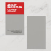 Red Gray Bold Modernes, Berufliches Minimalistisch Visitenkarte (Vorne/Hinten)