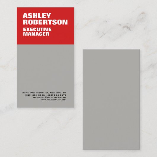 Red Gray Bold Modernes, Berufliches Minimalistisch Visitenkarte (Vorne/Hinten)
