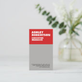 Red Gray Bold Modernes, Berufliches Minimalistisch Visitenkarte (Stehend Vorderseite)